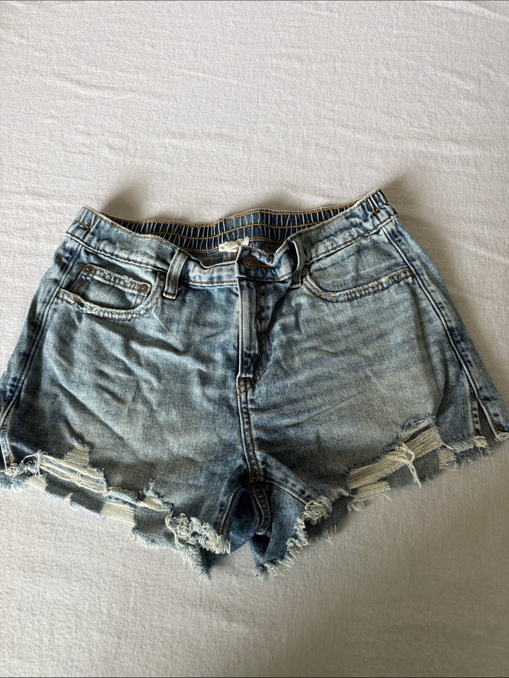 aerie Size S Women’s Distressed Light Blue Denim Shorts